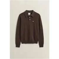 Gant para homem. 8060109 Camisola tipo polo de lã castanha (M), Marrom, Casual, Manga comprida