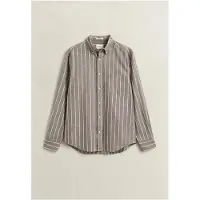 Gant para homem. 3262005 Camisa de popelina mesclada às riscas castanha (M), Marrom, Casual, Algodão, Clássico, Manga comprida
