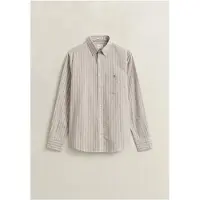 Gant para homem. 3262014 Camisa Oxford clássica às riscas bege (L), Casual, Clássico, Manga comprida, Algodão Reciclado