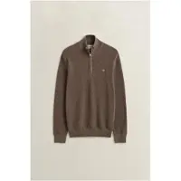 Gant para homem. 8030292 Camisola de algodão com meio fecho e textura castanha (M), Marrom, Casual