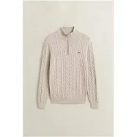 Gant para homem. 8050603 Camisola de malha de tranças com meio fecho bege (XL), Casual, Algodão orgânico