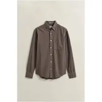 Gant para homem. 3250203 Camisa de sarja castanha (M), Marrom, Casual, Algodão, Manga comprida