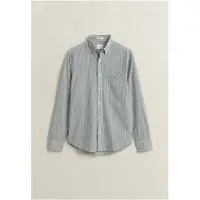 Gant para homem. 3262030 Camisa de listras finas verde (L), Casual, Algodão, Clássico, Manga comprida