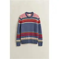 Gant para homem. 8040270 Camisola de gola redonda multirrisca multicor (S), Casual, Multicolor, Lã