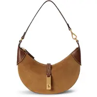 Ralph Lauren para mulher. 428929801014 Mini bolsa Shoulder Polo ID em camurça marrom claro (OSFA), Bege, Casual