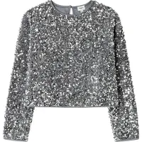 Pepe Jeans para menina. PG3000040 Blusa Pearl prateada (16Años= 176cm), Prata, Sapatos de Festa, Poliéster, Manga comprida, moda infantil
