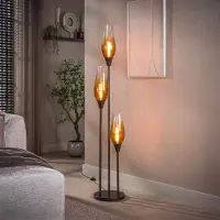 Zijlstra Candeeiro de pé Cocoon, vidro, âmbar, 3 lâmpadas, E27, 168 cm