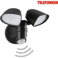 Telefunken Projetor de parede exterior com sensor LED Bilbao 2 lâmpadas preto