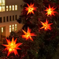 Sterntaler Guirlanda de luzes LED com 9 estrelas para exterior, vermelha