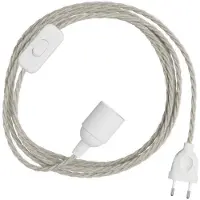 Creative Cables Conjunto De Cabos Snakebis Twisted E14 Com Suporte Para Lâmpada. Cabo Trançado Em Tecido E Ficha De 2 Pinos 3 M