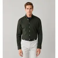 Hackett London para homem. HM3010877 Camisa tingida em peça fit tailored verde (L), Casual, Algodão, Clássico, Manga comprida