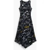 Desigual , Vestido midi grafitti, Viscose, Preto, L