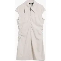 Desigual , Vestido slim listrado de manga curta, PoliÉSter, Branco, XL