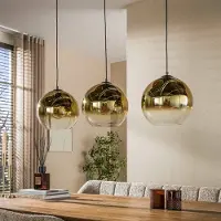 Zijlstra Candeeiro suspenso Bubble, dourado, vidro, 3 lâmpadas, 115 cm, E27