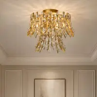 Searchlight Candeeiro de teto Monarch, dourado/transparente, vidro, metal, E14