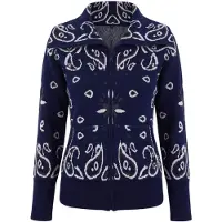Trendyol Casaco de malha navy / cinzento escuro / branco