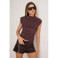 Trendyol Blusa castanho escuro / branco