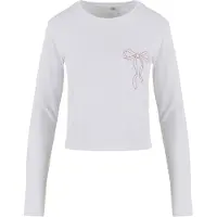 Miss Tee Camisa 'Bow Oneliner' magenta / branco