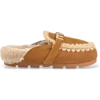 Mou para mulher. MU.FW431000A Mules de camurça Winter Bio Slide Logo marrom (39), Plano, Serraje, Nenhum, Casual