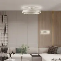 VIOKEF Candeeiro de teto LED Saturn, Ø 50 cm, cor creme-prateada, metal