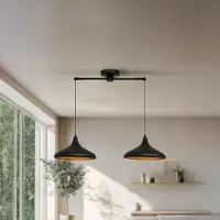 ROYALTECH Candeeiro suspenso Claus, preto, comprimento 85 cm, 2 lâmpadas, metal