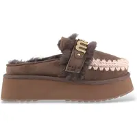 Mou para mulher. MU.FW681006A Tamancos de couro Platform Clog marrom (41), 5 a 8cm, Nenhum, Casual